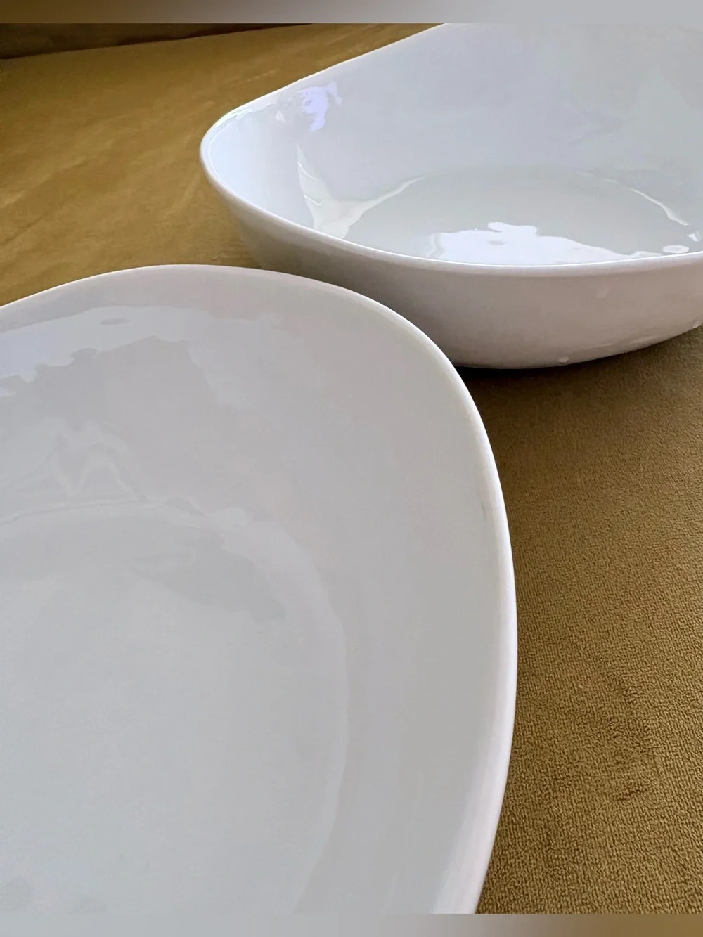 2 x Crate & Barrel Mercer White Porcelain Serving Bowls Set of 2 Modern Ceramic